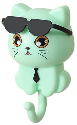 Raxove Crochets Muraux Adhésifs Chat Mignon | Crochets Animaux Sans Trace Avec Lunettes De Soleil | Porte-manteaux Et Sacs Sans Perforation Pour La Salle De Bain Et La Maison