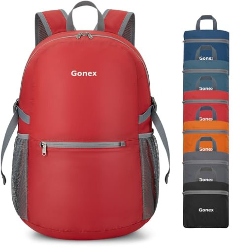Gonex 30L Ultraleichter verstaubarer Tagesrucksack Handlicher faltbarer Camping-Outdoor-Reise-Fahrradrucksack (Rot)