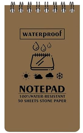 Dottduya Allwetter-Notizblock, wasserdichter Notizblock - Wasserdichter Taschennotizblock - Tragbare Memo-Notizblöcke, Top-Spiral-Notizbuch mit 50 Seiten für Outdoor-Camping-Wandern