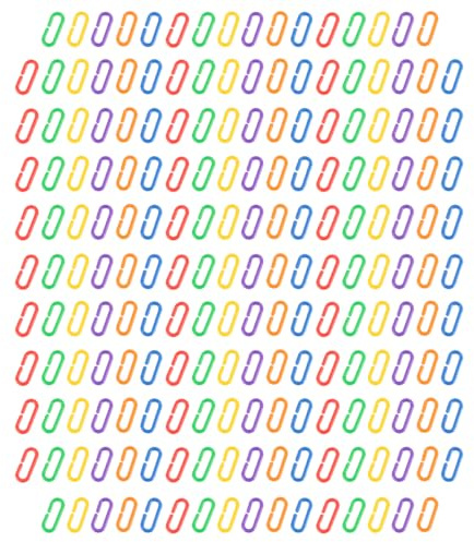 Ieron 200Pcs Plastic C-Clips Hooks Chain Links Rings Rainbow C-Links Quick Link Connectors for Small Pet Rat Parrot Bird Cage Accessories Learning Jewelry Making