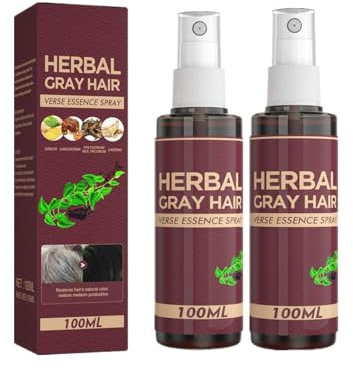 Herbal Gray Hair Spray,Herbal Essence,Hair Darkening Conditioner, Haarfarbe Conditioner,Herbal-Essence for Gray Haar für Männer & Frauen,Haarfarbe-Spray für All Haare Types (2 Stück, 100ml)