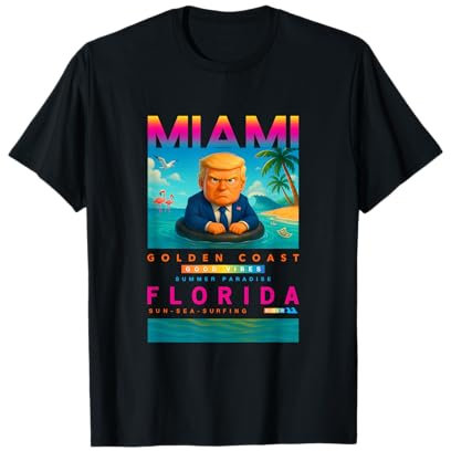Funny Trump on Floating Yellow Duck Swim Ring in Miami Beach T-Shirt