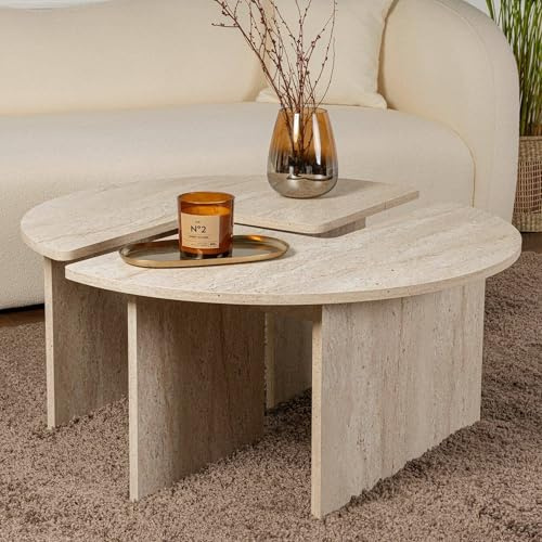 Dmora Couchtisch Codroipo 90x90x41 cm Beige Rund