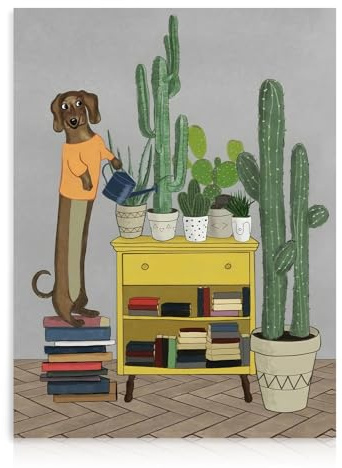 Dazzlewall Funny Animal Wall Art Poster Quirky Dog Wall Art Picture for Bedroom Bathroom Living Room Decor 12×16 in Unframed