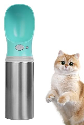 Hundetrinkflasche | 400ml Edelstahl Trinkflasche Für Hunde,Auslaufsicherer Edelstahl Spender für Unterwegs Auto Camping