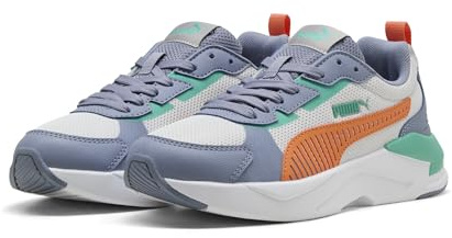 PUMA Jugendliche X-Ray 3 Sneakers 37, Feather Gray Melon Glow Sky Vibrant Green Orange
