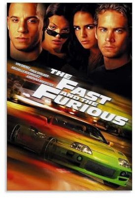 LITTPU Fast And Furious Poster, Kunst, Autorennen, Wanddekoration, Action-Filmdrucke, Vintage-Filmkunstwerk, Heimkino, Dekoration, Sportwagen, Wandkunst, Geschenk für Filmliebhaber, Geschenk, 20,3 x
