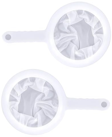 2 Filtres à Tamis Fin 100/400 Mailles, Tamis Cuisine, Passoire Nylon avec Poignée pour Jus, Lait, Café, Vin, Nettoyage Rapide, Sans BPA