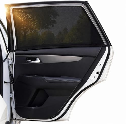 Tendine Parasole Auto Bambini, 2 Pezzi, Oscuranti Universali per Finestrini Posteriori, Protezione UV e Privacy, Senza Ventose, Autoaderenti e Traspiranti, Tendina Auto per Neonati e Bambini
