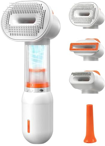 Takingup Aspirapolvere per toelettatura Animali Domestici 4 in 1 per Cani e Gatti, Spazzola per deshedding Senza Fili con autopulizia per Corti e Medi, aspirapolvere con Spazzola per Cani