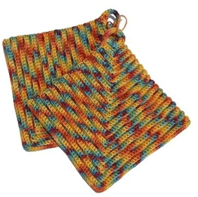 Klassische Topflappen gehäkelt wie von Oma, 100% Baumwolle, ca. 19 x 19 cm