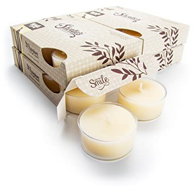 Shortie's Candle Company Vanilla Bean Premium Tealight Candles Bulk Pack - 24 Beige Highly Scented Tea Lights - Beautiful Candlelight - Made in the USA - Bakery & Food Collection