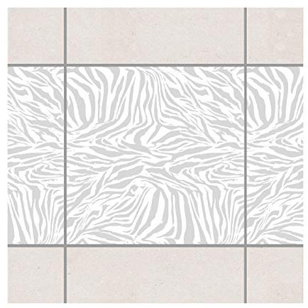 Fliesen Bordüre Zebra Design Light Grey 15x15 cm Grau, Setgröße: 10teilig