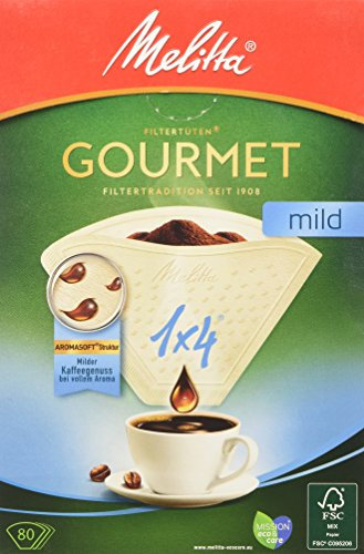 Melitta Gourmet Filter 1x4 zart Aroma weiche Struktur Natur Brown 80er Pack