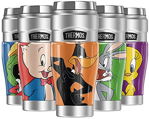 Looney Tunes Daffy Duck, THERMOS STAINLESS KING Stainless Steel Travel Tumbler, Vacuum insulated & Double Wall, 16oz