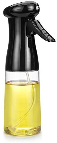 Bulckrew Öl Sprayer Olivenöl Sprüher Zerstäuber Sprühflasche 7oz/210ml Glasflasche für Speiseöl Salate Grillen Kochen, schwarz