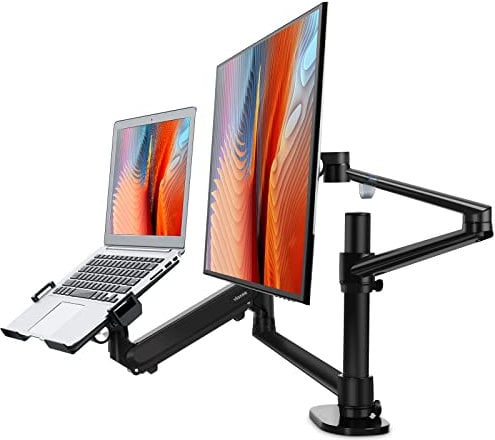 Viozon 2-in-1 Adjustable Monitor and Laptop Mount - Single Gas Spring Arm Desk Stand for 12-17 Laptop and 17-32 Computer Monitor (3L ProB)