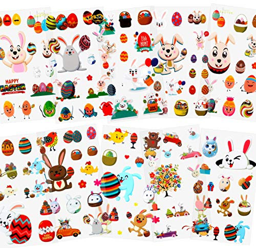 HOWAF Osteraufkleber für Kinder Kleinkinder Osterhasen Blumen Küken Ostereier Aufkleber Oster Sticker Set Osterdeko Aufkleber für Jungen Mädchen Ostern basteln Kinder Ostergeschenk & Osterhandwerk