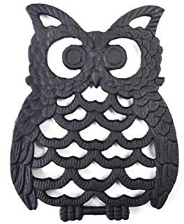 Eastuy Easy-topbuy Cast Iron Placemat For Kitchen Worktops, Owl Fish Flower Shape Placemat Pot Trivet Stand For Hot Pans, Rustic Metal Trivets Heat Resistant Table Mats Pad Coasters, Black