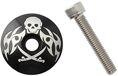 Yililay Bike Headset Cap Fahrrad Vorbau Top Cap Headset Abdeckung Aluminium-Legierung mit Schrauben für MTB Rennrad Schwarz