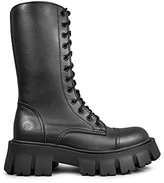 Altercore Anfibi Donna Stivali Militari Platform Nero Vegan 12 Buchi
