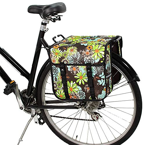 BikyBag Classic – Doppelte Fahrradtasche – 26 L Wasserabweisende Gepäckträgertasche | Fahrradtasche für Pendler & Einkauf (Classic CE - Grüne Wiese)
