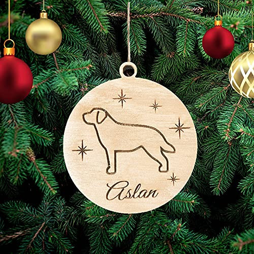 Personalisierte Labrador Hund Weihnachtsbaumschmuck Weihnachtsdeko Ornament Weihnachtsdeko aus Holz Weihnachtsbaum Deko Weihnachtsdekoration Ornament Holz Christbaumschmuck mit Hundnnamen