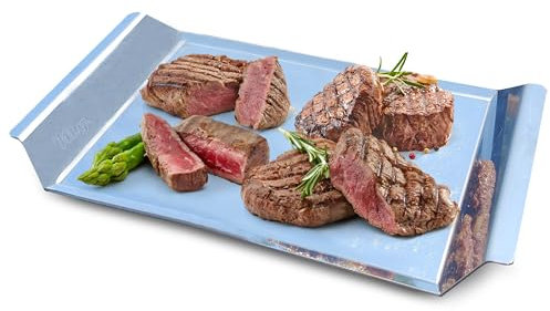 Plancha para barbacoa, plancha acero inoxidable barbacoa, Maciza, Accesorio ideal para Asar Carne, Pescado, Verduras, etc.. apta para Leña, Carbon o Gas.