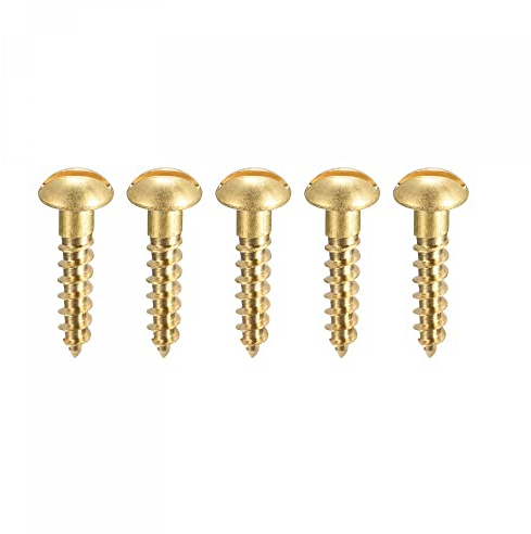sourcing map Holzschrauben, M4 x 16 mm, Schlitz, Rundkopf, Messing, selbstschneidende Schrauben, 50 Stück