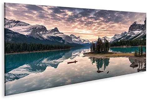 islandburner Bild auf Leinwand Reisende Kanufahrer Rocky Mountain Reflexion Maligne Lake Spirit Island Jasper N Bilder Wandbilder Poster