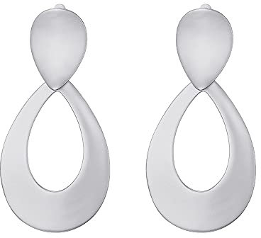 Kreolen-Ohrringe für Damen, matt, Gold, Silber, rechteckig, lang, geometrisch, Statement-Ohrclips für Frauen, Mädchen, Geschenk, Kupfer, mattes Silber, 2 Scheiben, Achat