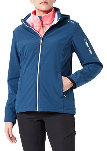 CMP - Damen-Softshelljacke mit abnehmbarer Kapuze, Blaue Tinte – Kristallblau, D36
