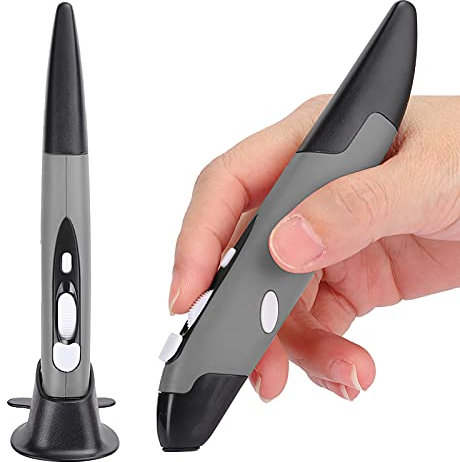 Souris à Stylet Optique de Poche sans Fil, Souris D'écriture Manuscrite de Type Stylo Intelligent USB 2,4 G, 3 étapes DPI, Mini Souris de Type Stylo Ergonomique à 4 Touches pour Windows/pour(Gris)