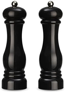 ECHTWERK 2-teiliges Gewürzmühlen Set, Salz- und Pfeffermühle aus hochwertigem ABS-Kunststoff, Keramikmahlwerk, Manuelle Mühle, Ideal für Gewürze wie Pfeffer, Salz und Chili, Schwarz, 21 cm