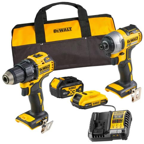 DEWALT Kit Taladro atornillador y atornillador de impacto inalámbrico 2 baterías 4 Ah DCD791P3A-QW