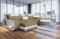 Sofa Dreams Ecksofa Berlin Stoffsofa - mit LED Beleuchtung, verstellbare Kopfstützen, Ottomane/Mikrofaser/Ausrichtung wählbar (Ottomane Links, Weiss-Cappuccino)