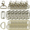 D Rings for Bags 70Pcs 32mm Metal Swivel Keychain Hooks and Slide Buckles for Bag Making Hardware, DIY Handicraft Backpacks, Handbags, Key Lanyards, Purse Bag Straps and Dog Collars (Bronze)