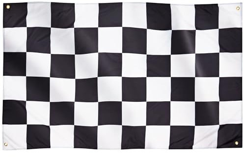 Runesol Bandera De Cuadros En Blanco y Negro, 91x152 Cm, 3x5 Pies, 4 Ojales, Bandera De Coche De Carreras, Fiesta De Cumpleaños, Bandera De Línea De Metavos