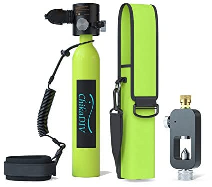 CHIKADIV Botella Aire Buceo 0.5L Mini Botella Buceo con Capacidad de 15 a 20 Minutos Portátil Respirador SubacuáTico para Viajes Buceo Equipo de Buceo para-Nadar Rescate A7 Green