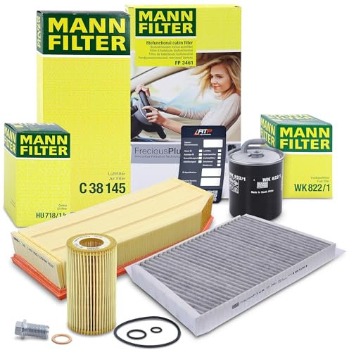 MANN-FILTER Inspektionspaket Filterset 1x Ölfilter, 1x Luftfilter, 1x Innenraumfilter (Aktivkohlefilter), 1x Kraftstofffilter Kompatibel mit MERCEDES C-Klasse (W203)(CL203) (S203), CLK (C209)