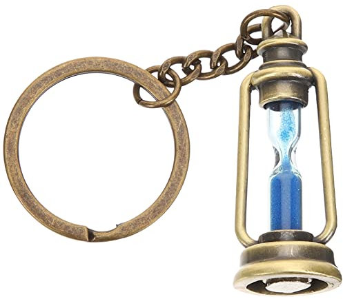 STOBOK 5 Pièces Sablier Porte-Clés Vintage Bleu Métal Sablier Pendentif Charme Décor