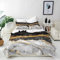 ANHOPE Marble Duvet Cover Set Soft Lightweight Microfibre 3 Piece Bedding Set with 2 Pillowcase Abstract Modern Liquid Gold Foil Texture Print Pattern All Season Quilt Cover with Zipper Closure Double