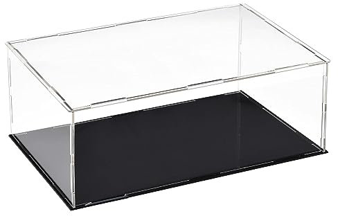 TA-VIGOR Transparente Acryl-Vitrine, 30 x 15 x 10 cm, zusammenbaubar, Würfel-Organizer, Ständer, staubdichter Schutz, Vitrine mit schwarzem Sockel für Actionfiguren, Spielzeug, Sammlerstücke,