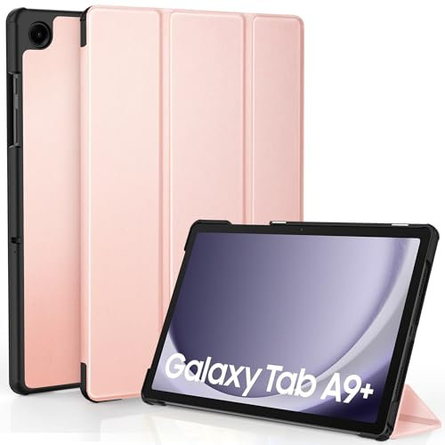 EasyAcc Hülle für Samsung Galaxy Tab A9+/ A9 Plus 11 Zoll 2023 SM-X210/ X215/ X216, Schutzhülle Ultradünne PU Leder mit Standfunktion und Auto Wachen/Schlafen Hülle Case, Roségold
