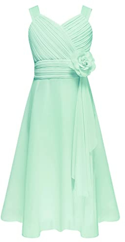 Agoky Vestido Floreado de Princesa Fiesta para Niñas Sin Mangas Traje de Ceremonia Infantil Vestido Plisado de Gasa para Boda Fiesta Bautizo Dama de Honor