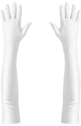 Oblique Unique® Damen Handschuhe Lang Handschuh für Hochzeit Fasching Karneval Motto Party Kostüm Accessoire für Halloween (Weiß)