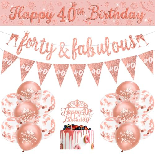 Womens 40th Birthday Decorations Rose Gold 40th Rose Gold Birthday Decorations Women Happy by RichMoho