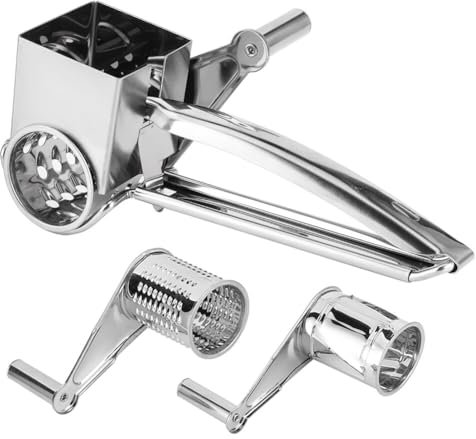 Rallador de queso multifuncional de acero inoxidable con manivela giratoria, cortador de queso, trituradora de queso, frutos secos de queso, adecuado para verduras