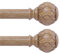 TANGWIN 2er-Pack Holz-Gardinenstangen für Fenster, 122 bis 213 cm, 2,5 cm starke verstellbare Gardinenstange, Netzstruktur, Einzelfenster-Gardinenstange, 91,4–223,5 cm, braunes Holz