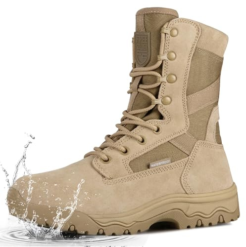 FREE SOLDIER Stivali tattici da uomo 8 pollici – Leggeri stivali outdoor in pelle scamosciata, resistenti stivali da trekking, ideali anche in deserto